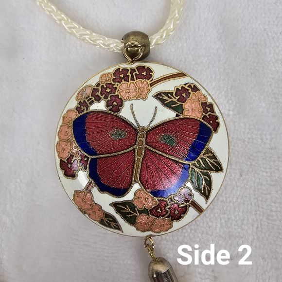 Vintage Cloisonne Butterfly Pendant Necklace - Picture 3 of 10